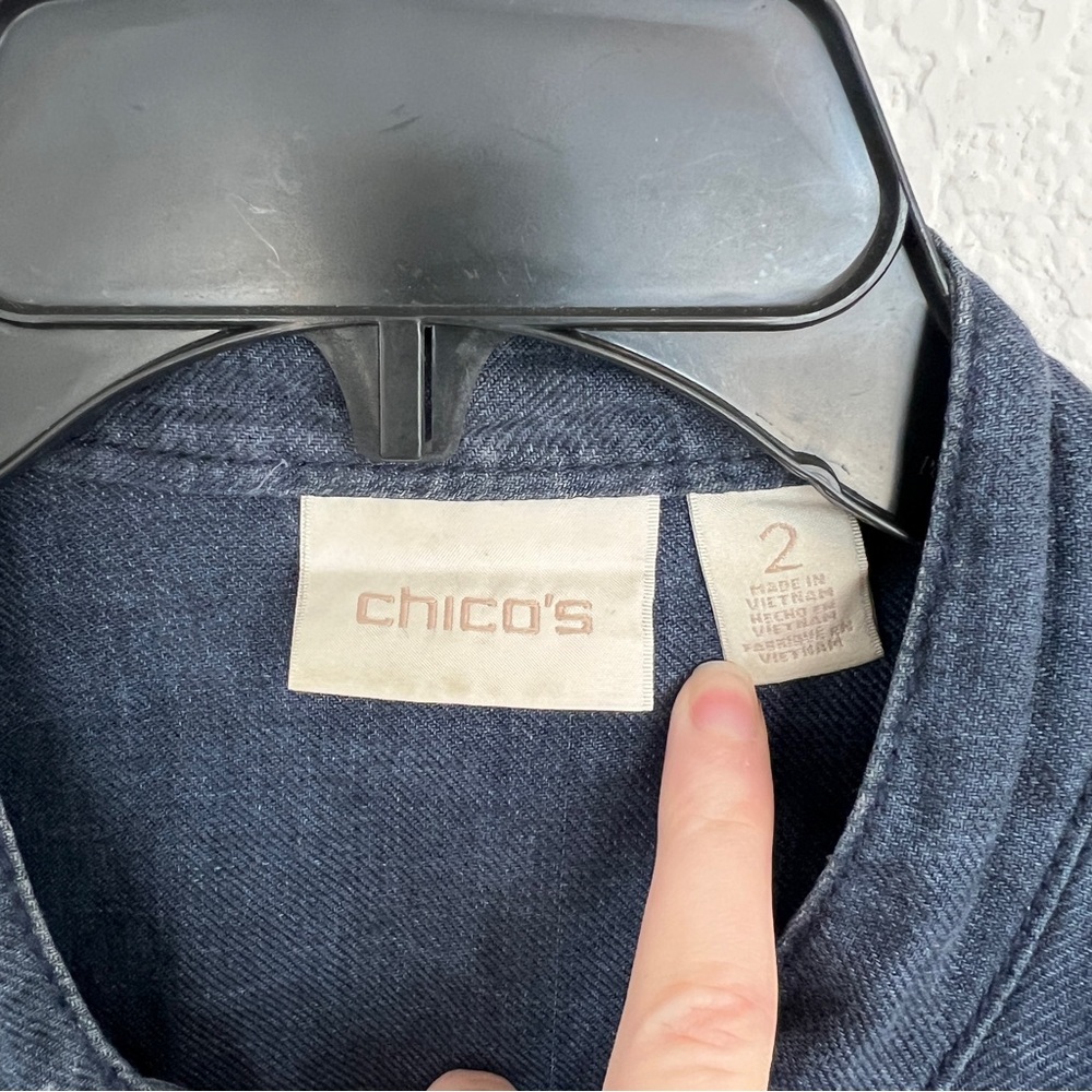 Chico’s Indigo Linen Utility Jacket Size Large - Picture 6 of 10